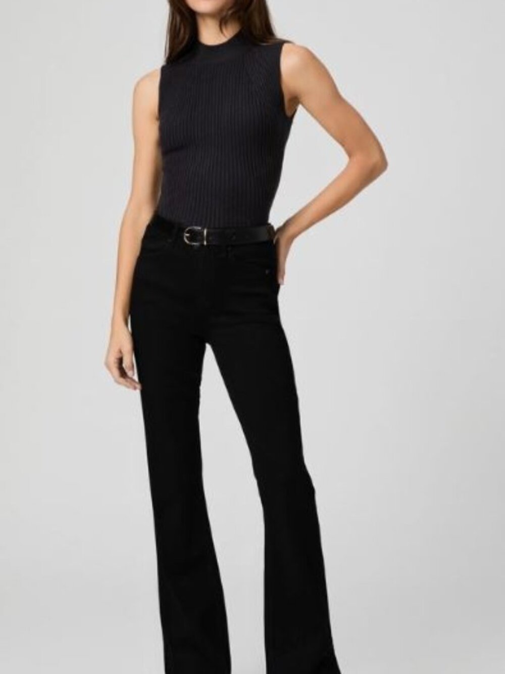 Paige Denim Women High Rise Laurel Canyon Bootcut Jean Black 29x34 Retail $259
